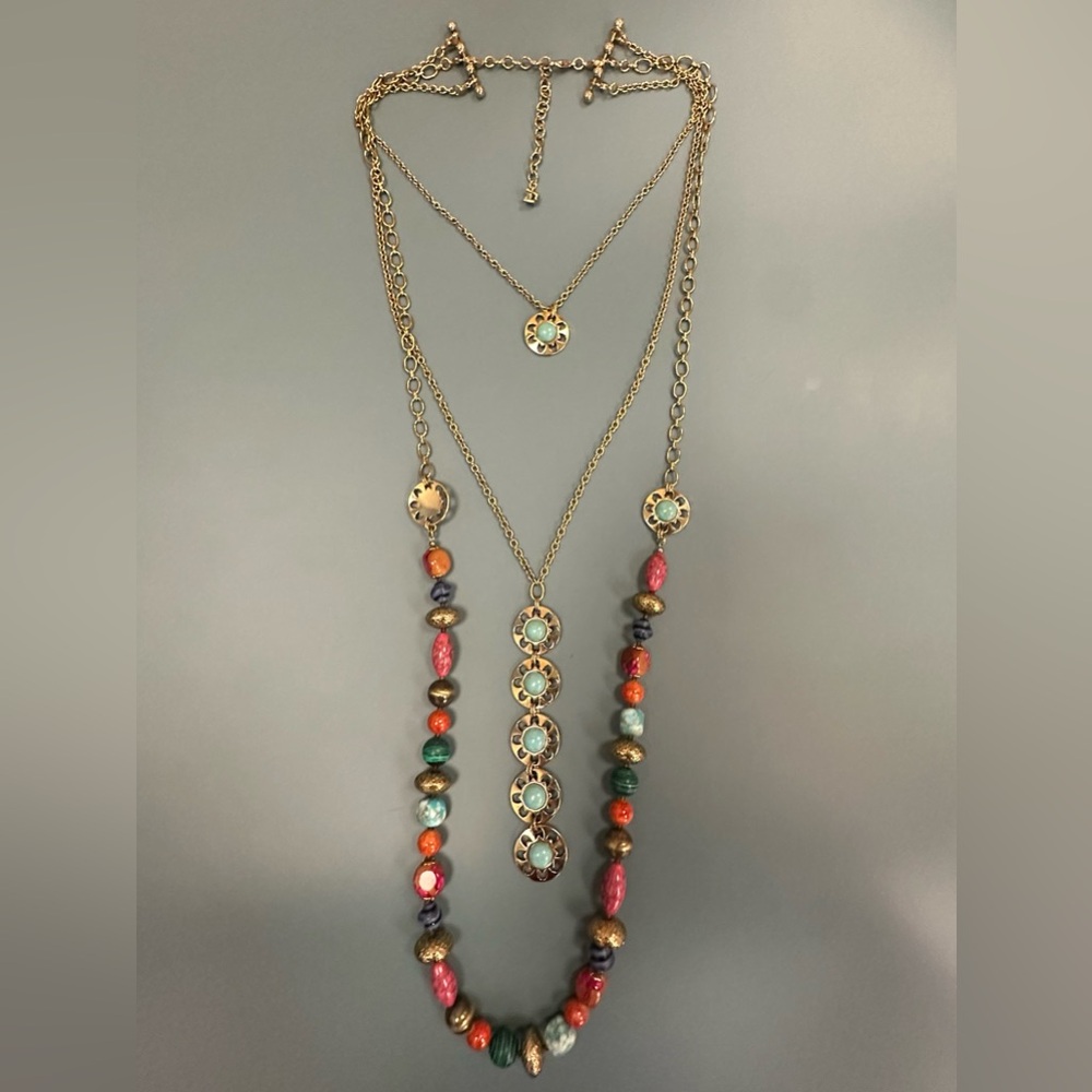 Colorful Gold Boho Statement Necklace